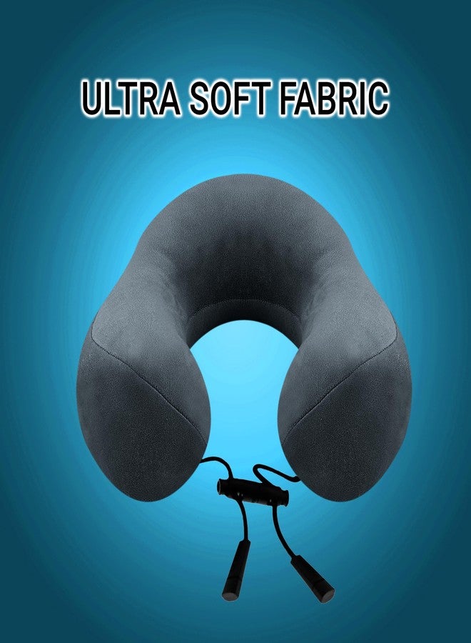 GREELI Super Soft Fiber Filled Neck Pillow for Travel Combo with Premium Eye Mask Neck Rest Pillow with 5 Years Warranty (Grey with Eye MASK) - Image 3